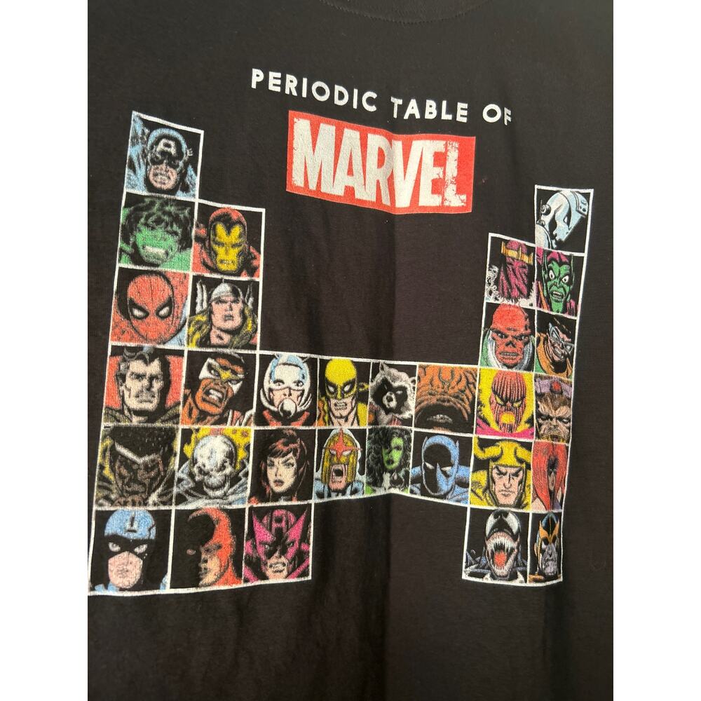 Marvel Periodic Table Of Heroes & Villains Retro T Shirt Size XL Tee Black